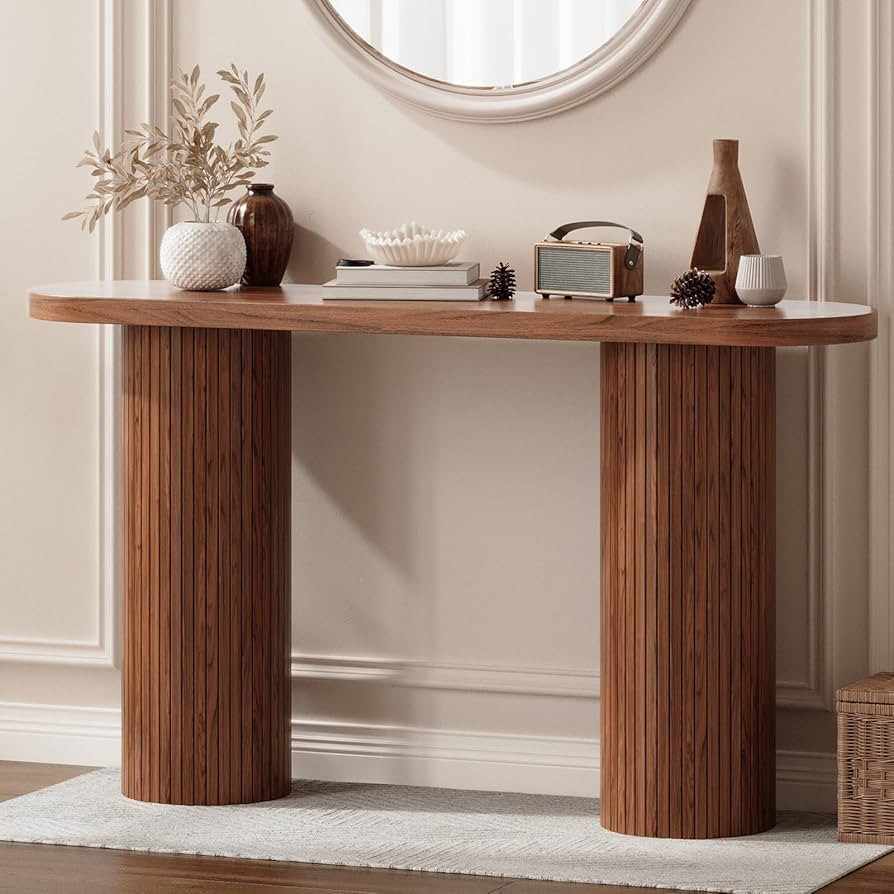 55 Inch Fluted Entryway Table, Wood Console Table, Couch Tables Behind Sofa, Farmhouse Style, Mod... | Amazon (US)