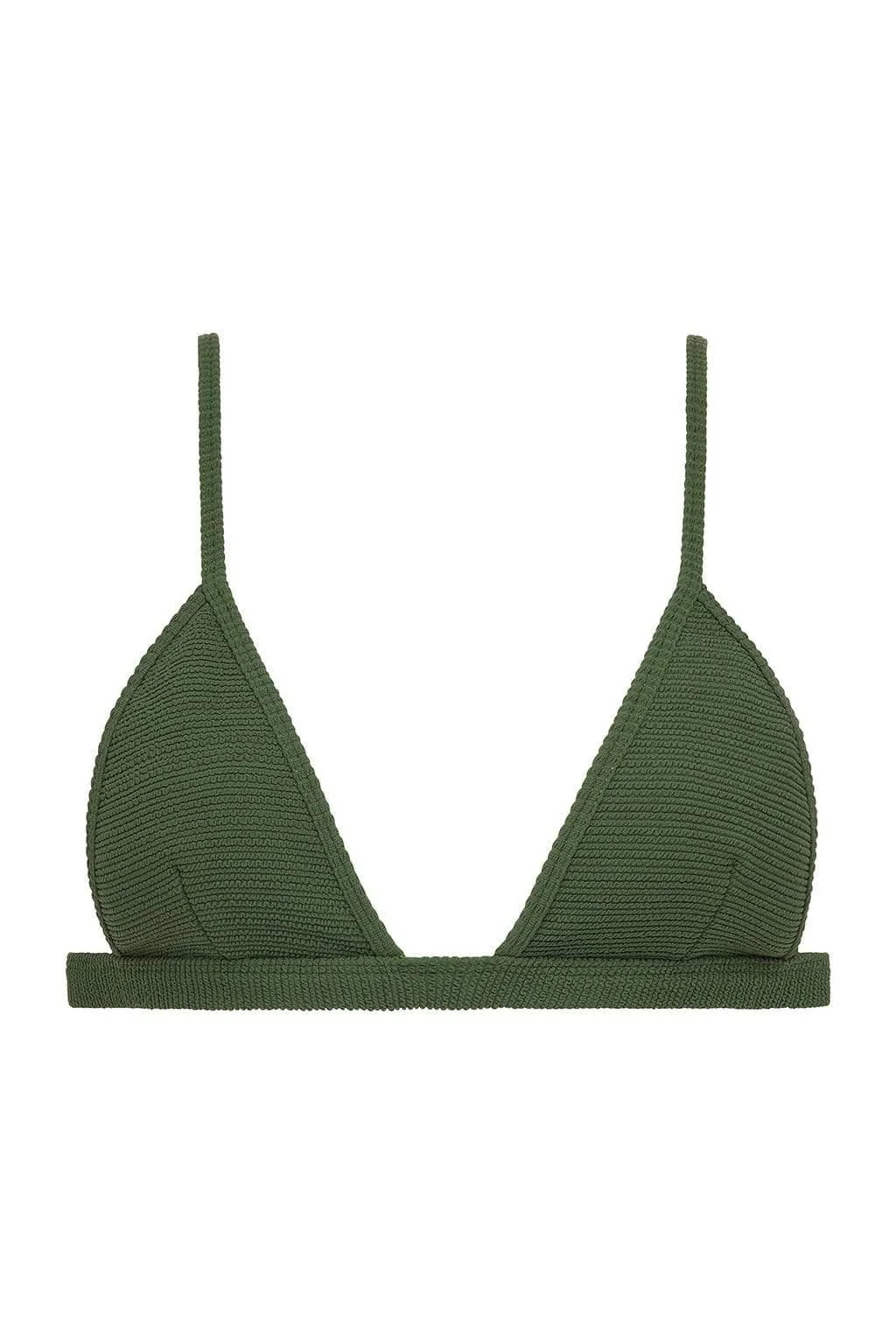 Olive Micro Scrunch Hunter Triangle Bikini Top | Montce
