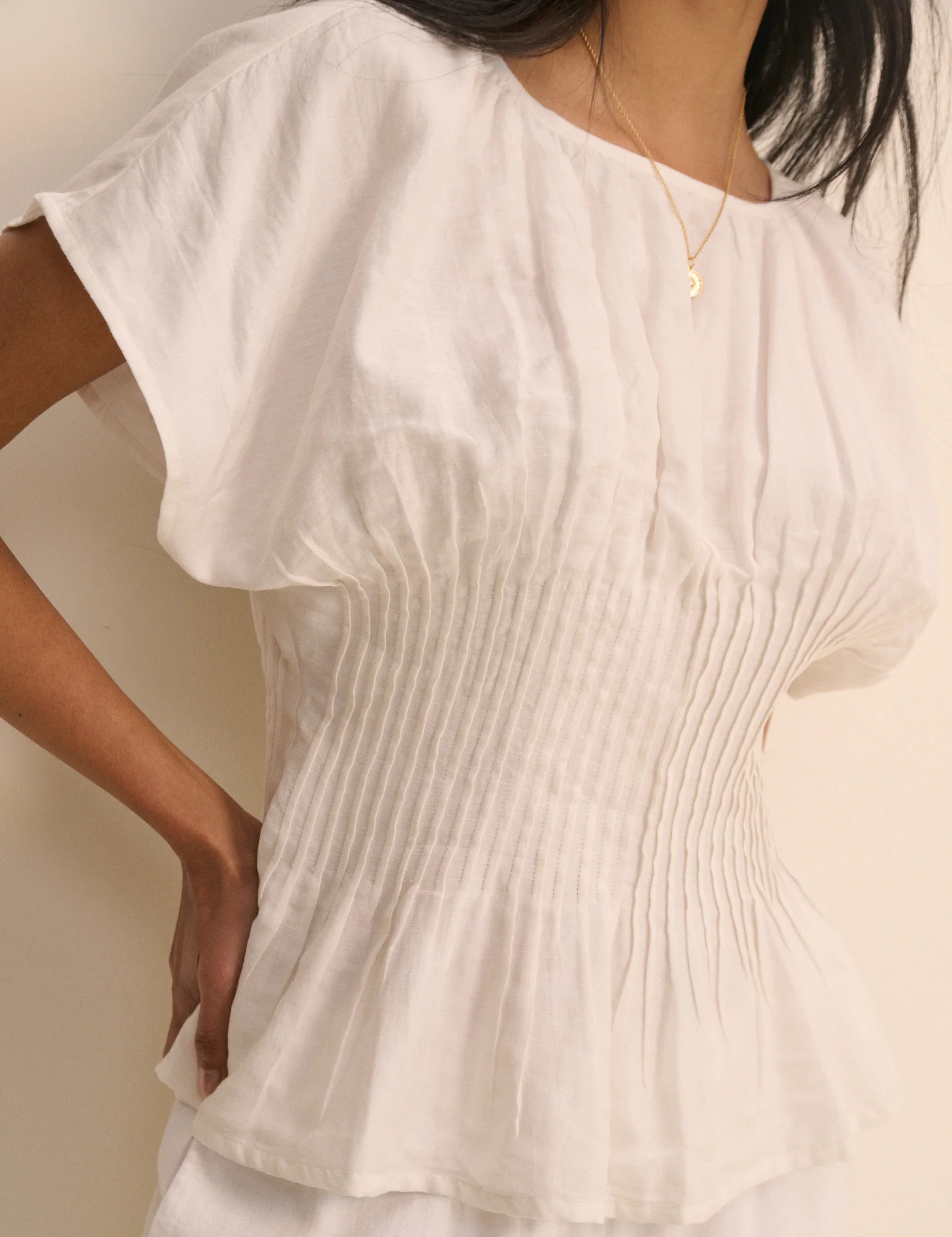 White Pintuck Short Sleeve Top | Nobody's Child