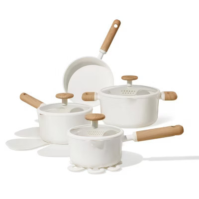 Carote 11pc Ceramic Nonstick Cookware Set Cream | Target