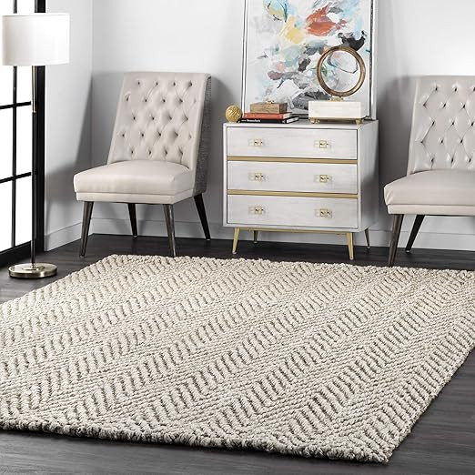 nuLOOM Vania Chevron Jute Area Rug, 5 x 8 ft, Off-white | Amazon (US)