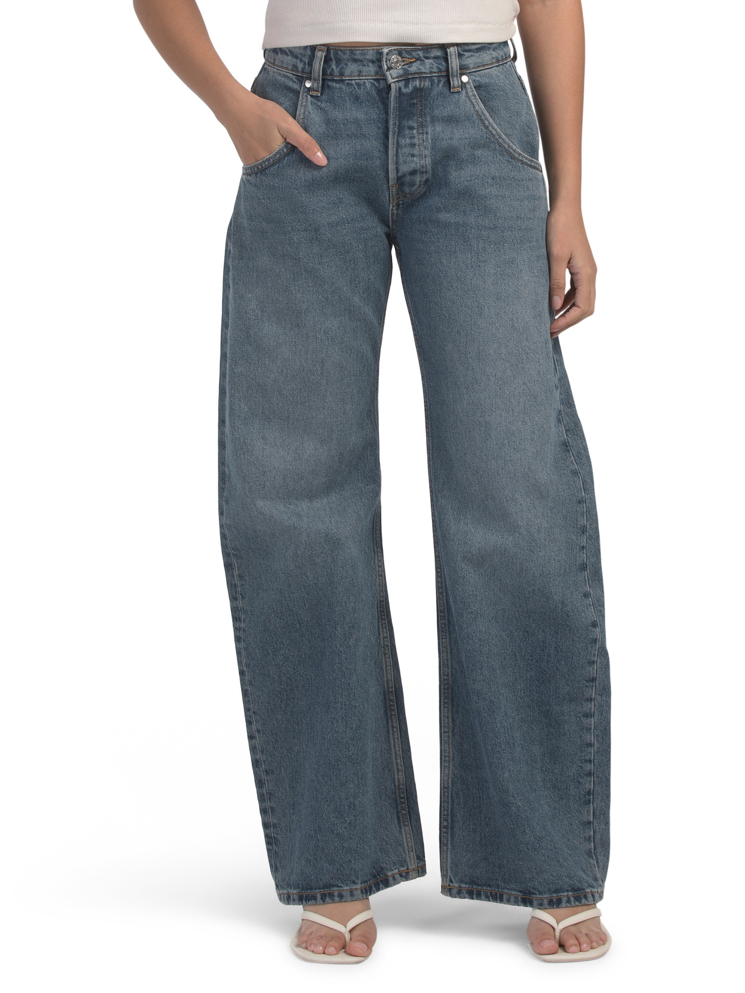 Enzo Mid Rise Barrel Leg Jeans | TJ Maxx