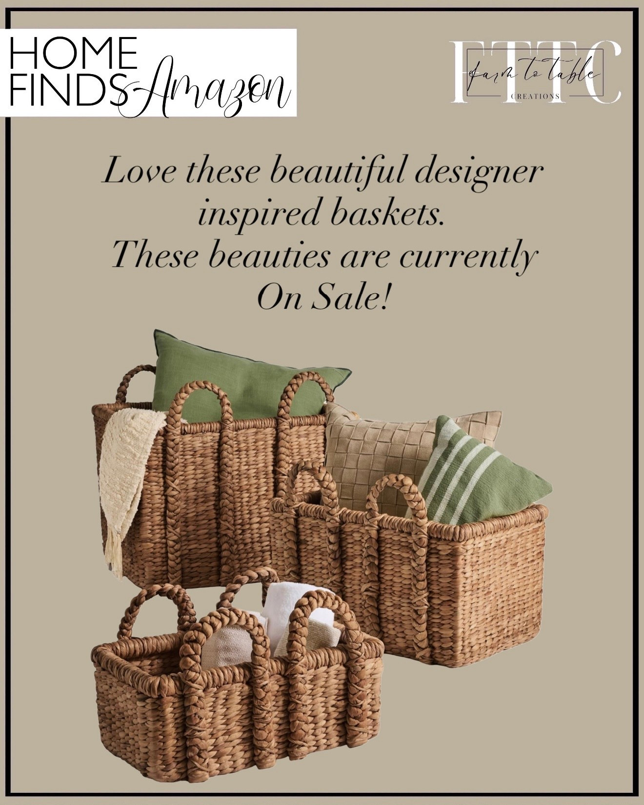 Designer-Inspired Woven Storage Baskets from Amazon (On Sale!)

These beautiful woven water-hyacinth baskets are the perfect blend of function and style. I love how they add instant warmth and texture while keeping living rooms, bedrooms, and shelves feeling organized and intentional. They look high-end, hold their shape beautifully, and work just as well for blankets and pillows as they do for toys, towels, or everyday clutter.

Follow @farmtotablecreations on Instagram for daily home finds, styling ideas, and cozy modern-organic inspiration.

#storagebaskets #wovenbaskets #homestorage #livingroomdecor #blanketstorage #basketdecor #modernorganic #neutralhome #amazonhome #amazonfinds #amazonmusthaves #homeorganization #cozyhome #designerinspired

#LTKSaleAlert #LTKHome