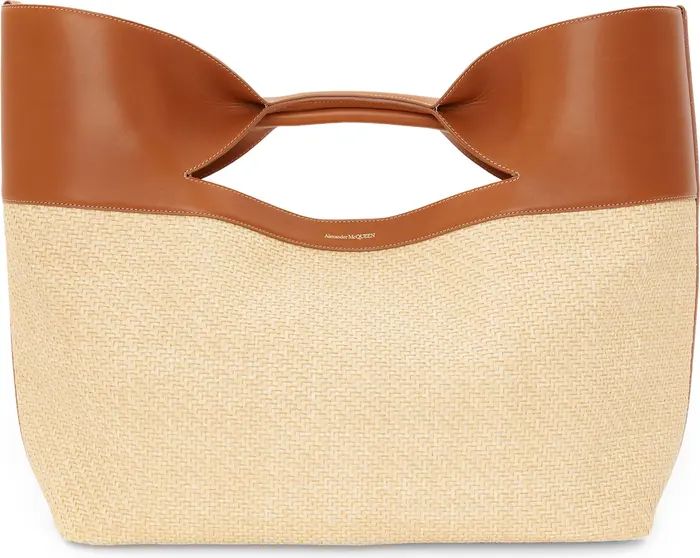 Alexander McQueen The Large Bow Raffia & Leather Tote Bag | Nordstrom | Nordstrom