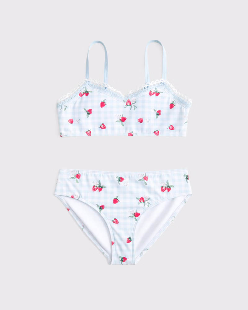 mixed fabric triangle two-piece swimsuit | Abercrombie & Fitch (US)