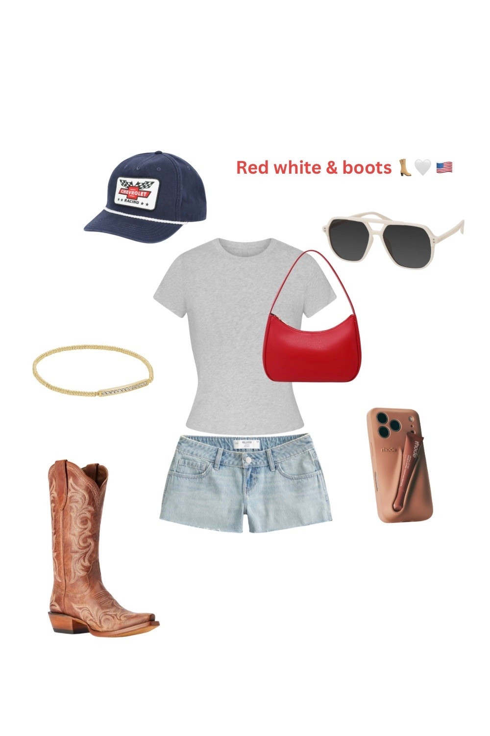 Red white & boots 🇺🇸🤍👢

#concertoufitidea #country #summer #redwhiteblue #merica #rhode #trendy