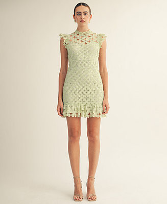 Women's Sophia Lace High-Neck Mini Dress | Macy's
