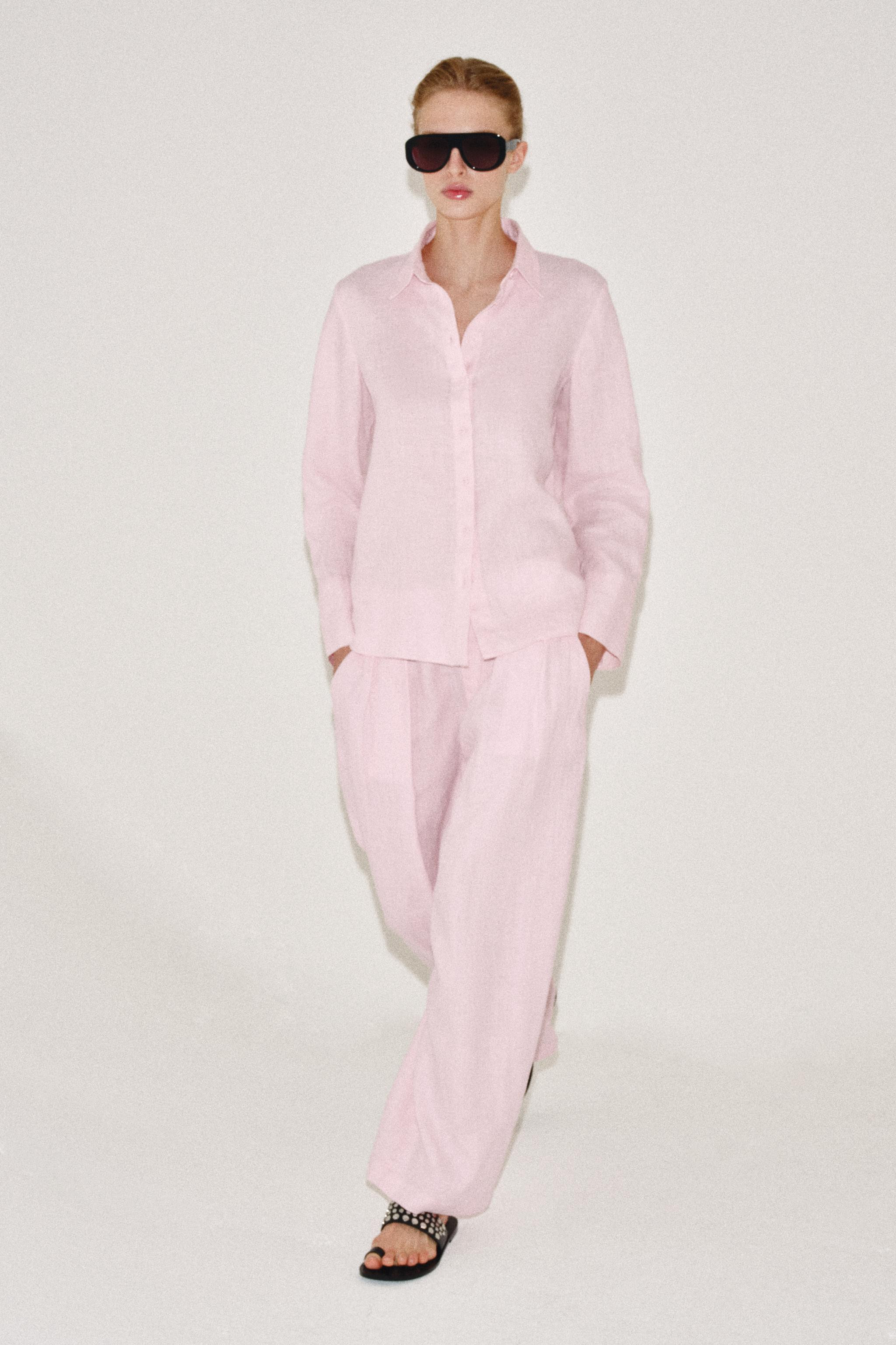 ZW COLLECTION 100% LINEN PLEATED TROUSERS | Zara UK