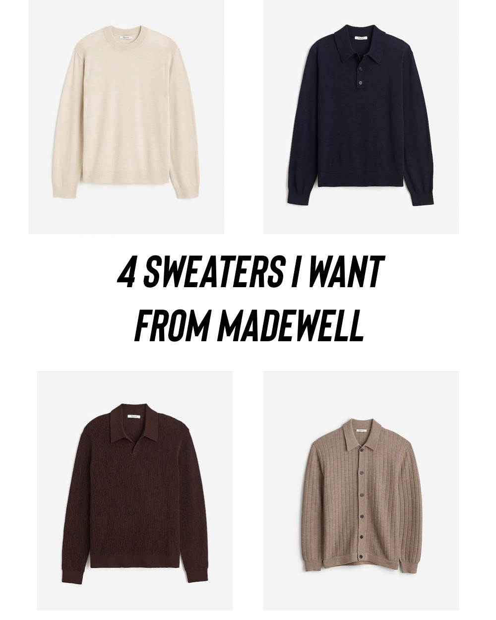 4 sweater I want from Madewell 
 20% off exclusive LTK offer. 

#LTKMens #LTKxMadewell #LTKGiftGuide