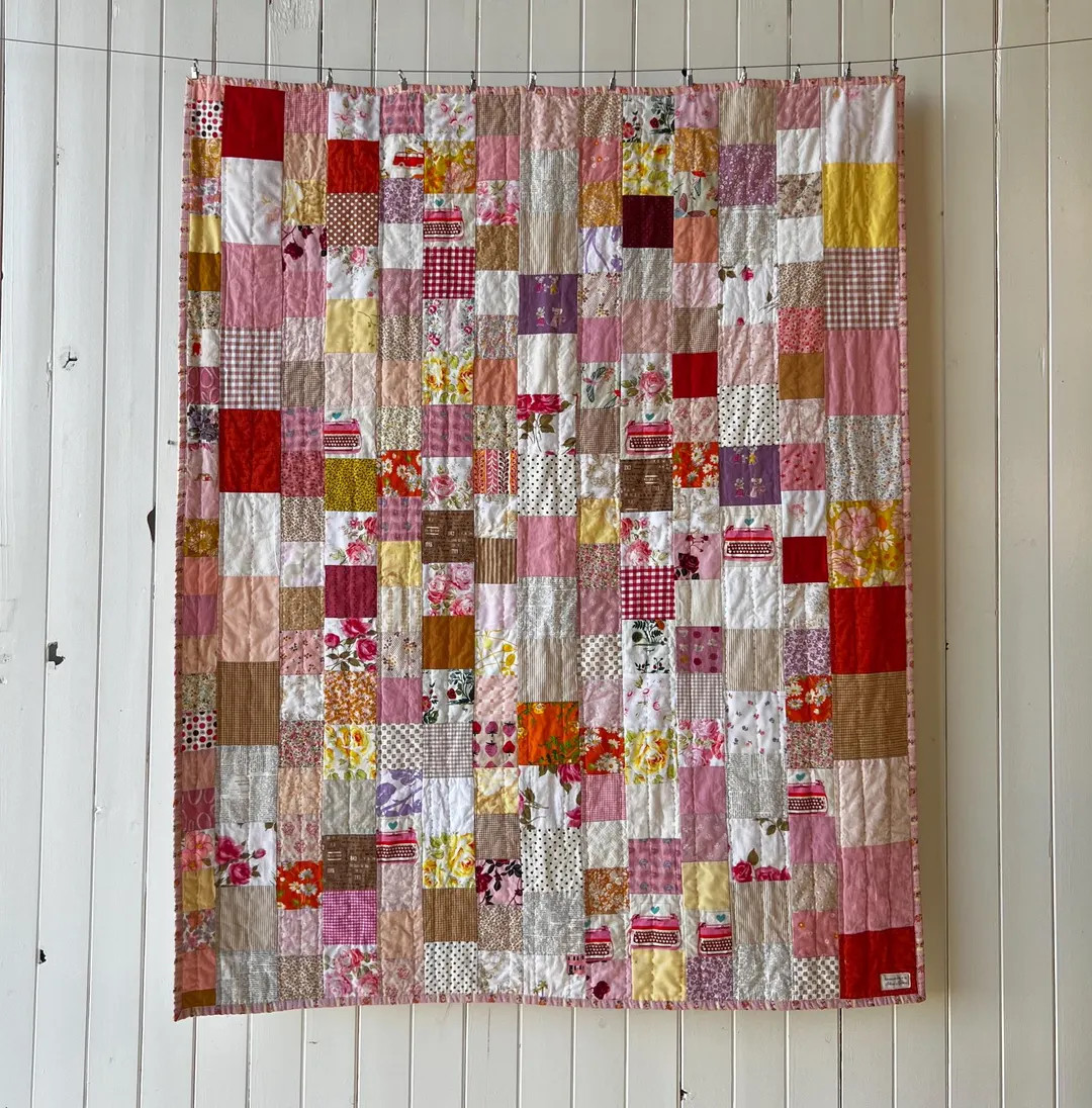 Warm Scrappy Rows Quilt | Etsy (US)