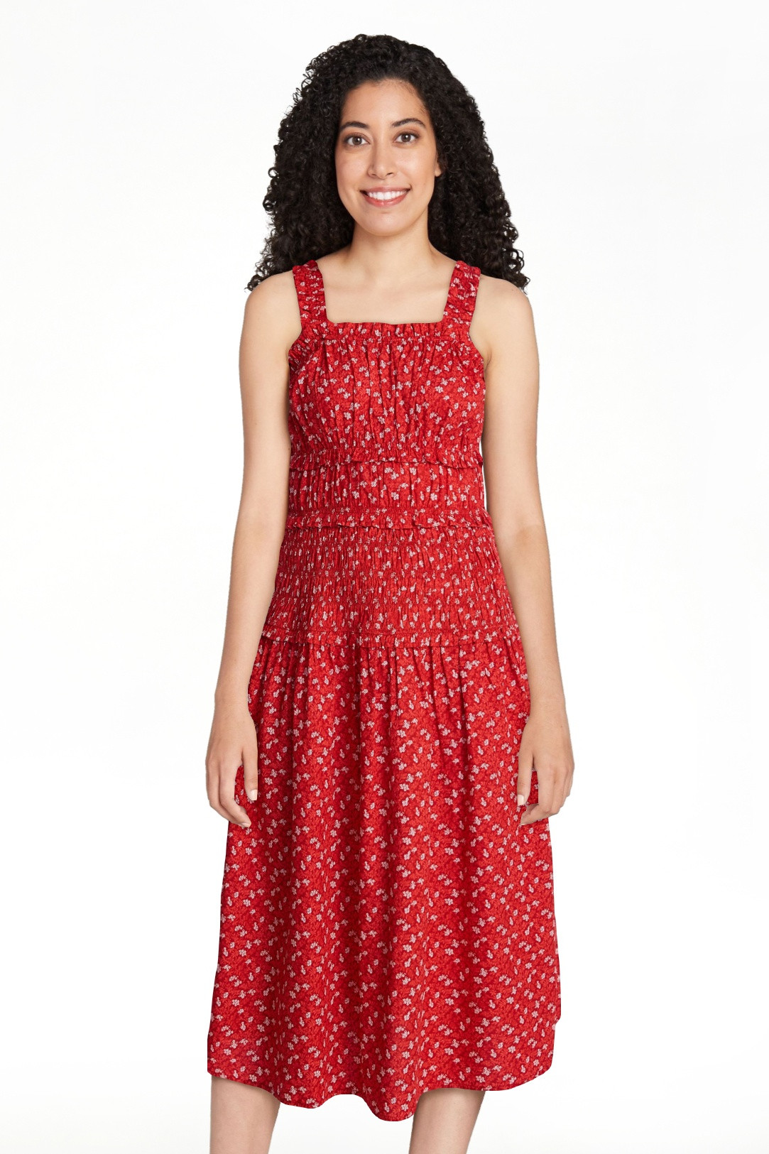 Time and Tru Women's and Women's Plus Sleeveless Smocked Peasant Midi Dress, Sizes XS-4X | Walmart (US)