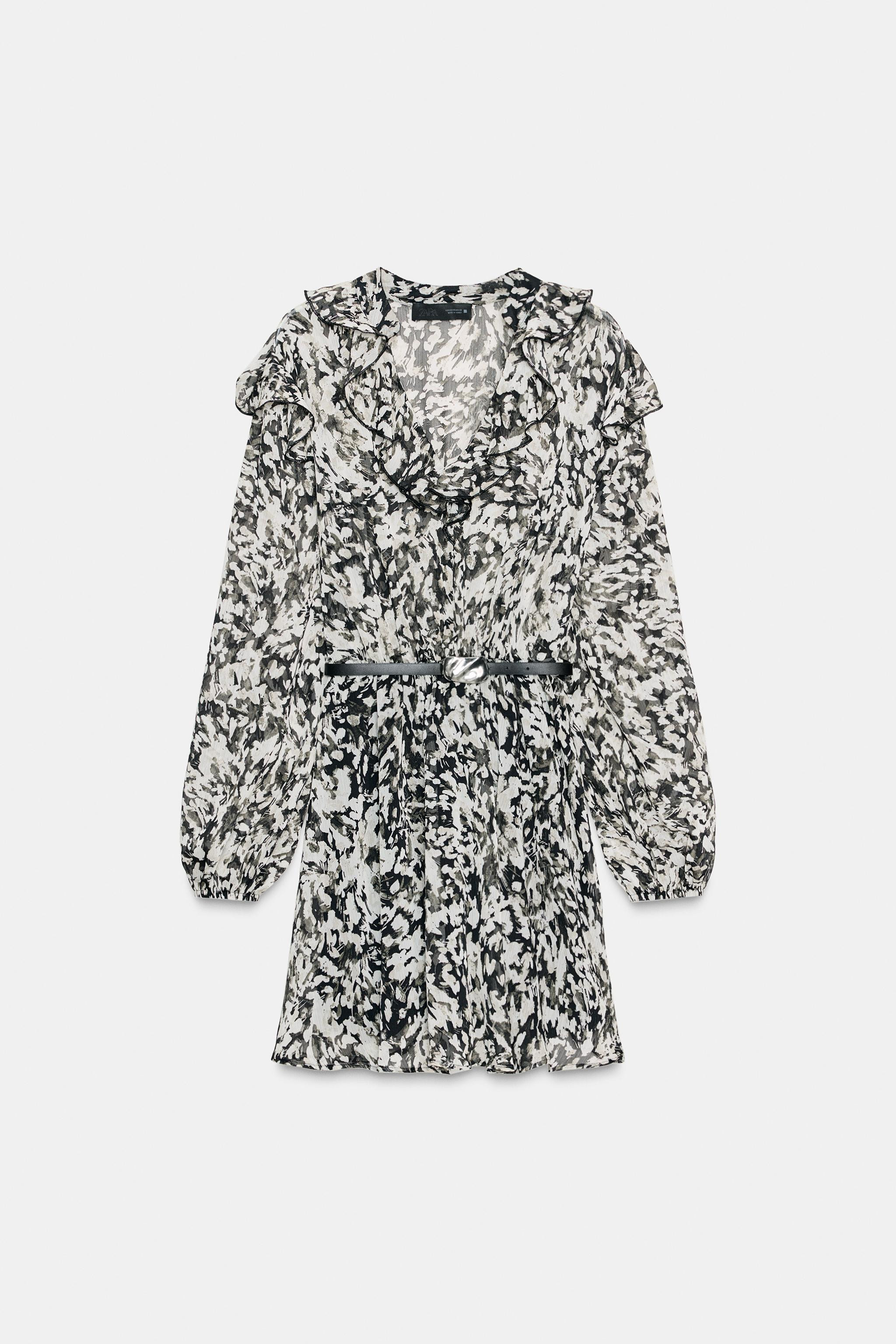 BELTED PRINTED MINI DRESS | Zara US