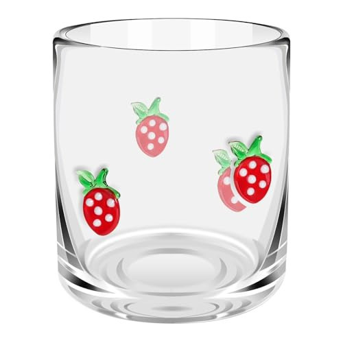 Sel Natural 14 Ounce Icon Juice Glasses, Aesthetic Cocktail & Old Fashioned Drinking Glasses, Iconic Clear Glass Cups for Women, Sister, Friend & Party Gifts (Strawberry) | Amazon (US)