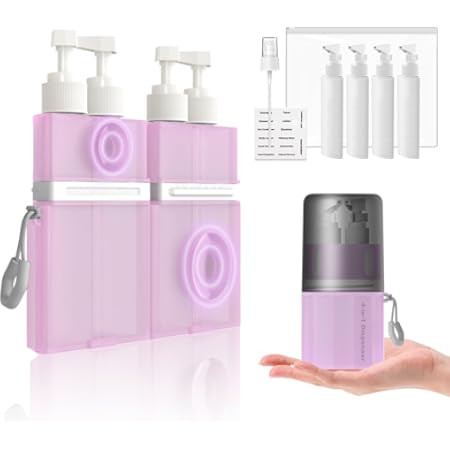 Travel Bottles for Toiletries, TSA Approved Travel Shampoo and conditioner Bottles with Suction Cups, Pink | Amazon (US)