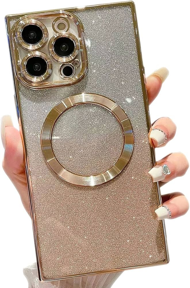 Misscase for iPhone 14 Pro Max Magnetic Case Compatible with MagSafe,Full Protection Square Glitt... | Amazon (US)