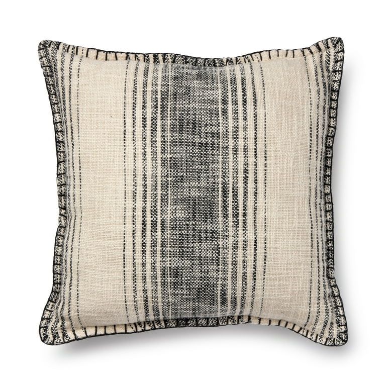 Better Homes & Gardens Reversible Stripe Decorative Square Pillow, 20" x 20", Black, 1 per Pack -... | Walmart (US)