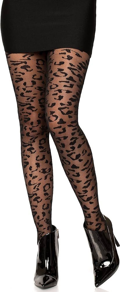 Amazon.com: Leg Avenue womens Sheer Leopard Tights Hosiery, Black, One Size US: Clothing, Shoes &... | Amazon (US)