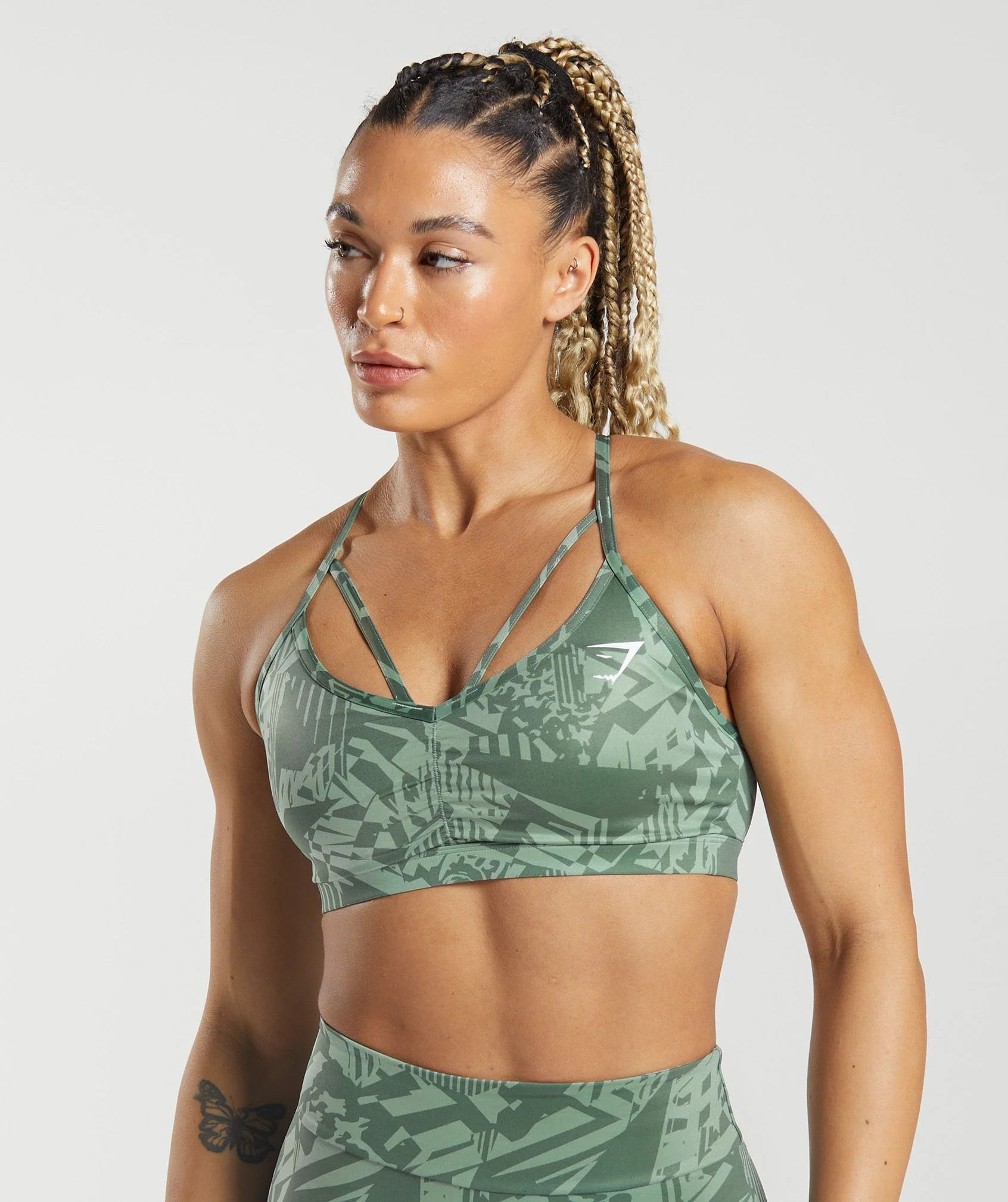 Gymshark GS Power Sports Bra - Sage Green Print | Gymshark US