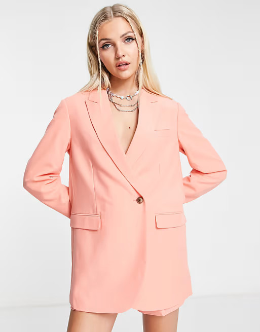 JJXX tailored blazer co-ord in coral | ASOS | ASOS (Global)