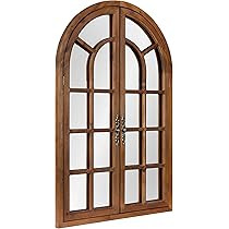 Kate and Laurel Boldmere Rustic Windowpane Arch Mirror, 28 x 44, Rustic Brown, Farmhouse Window M... | Amazon (US)
