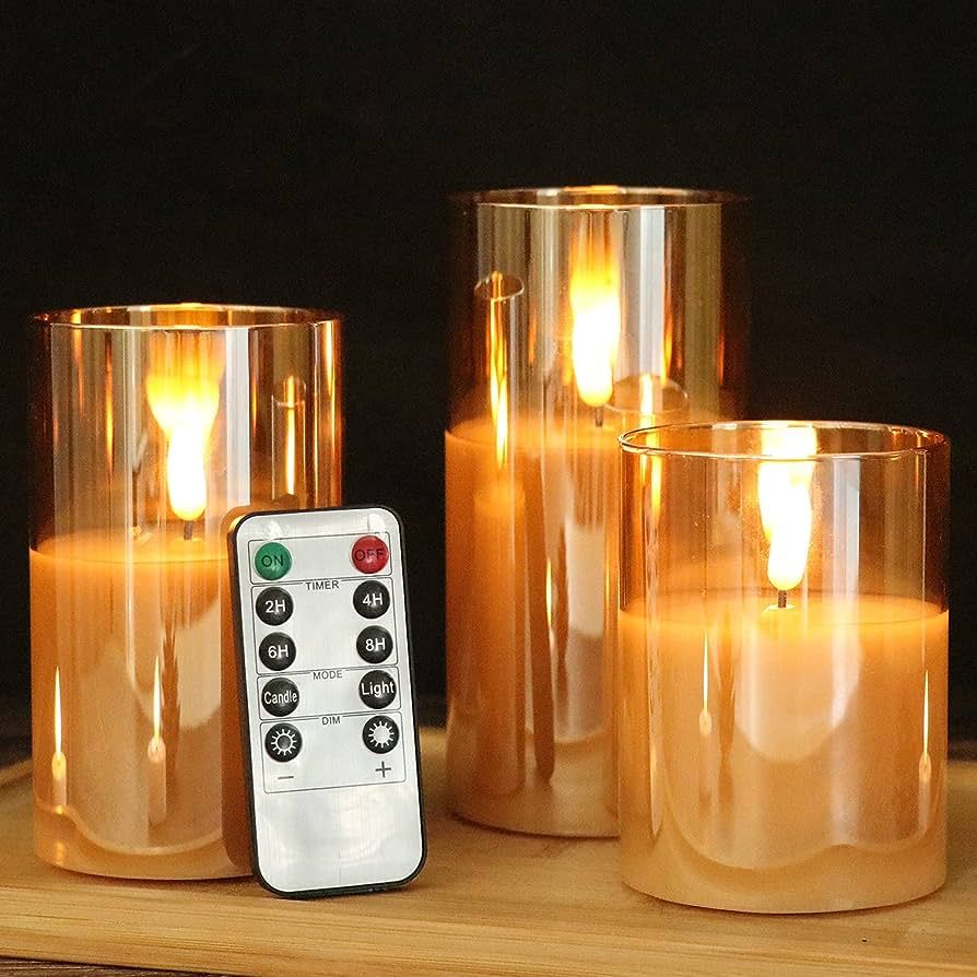 GenSwin Flameless Led Candles Flickering Battery Operated with Remote, Real Wax 3D Wick Moving Pi... | Amazon (US)