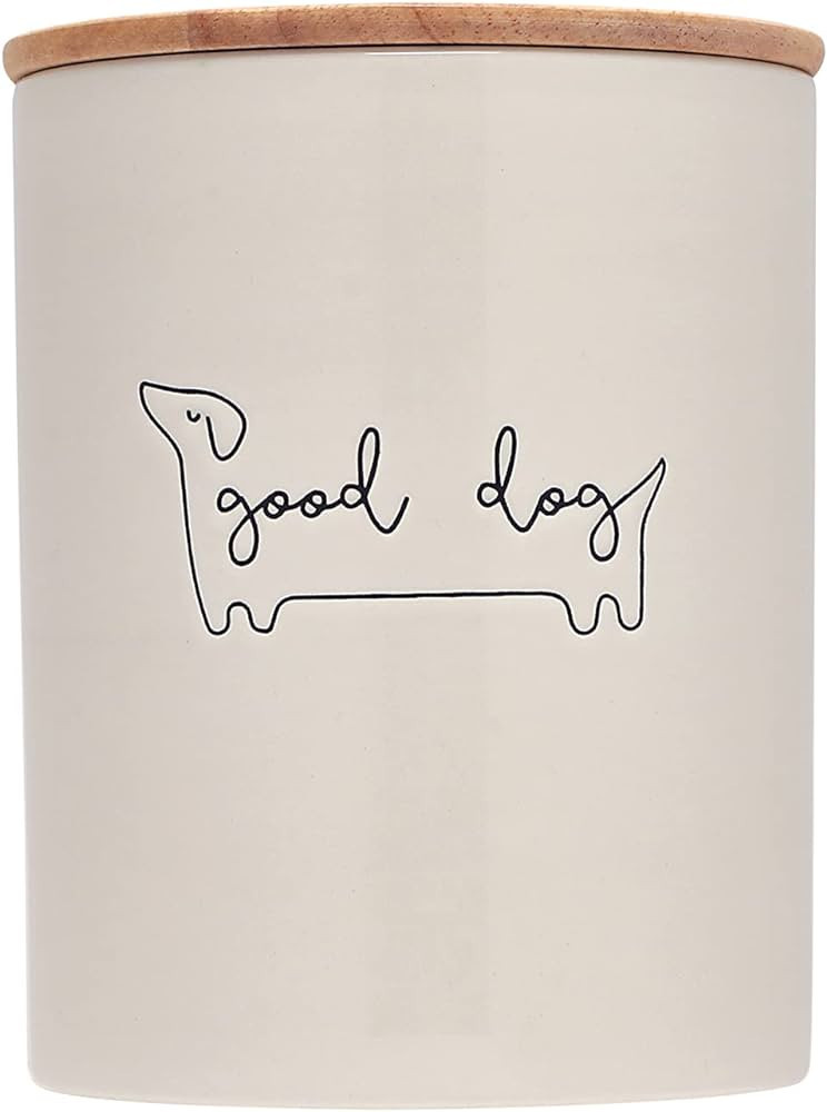 Pearhead Good Dog Treat Jar, Ceramic and Wood Pet Treat Canister, Neutral Modern Kitchen Decor, P... | Amazon (US)