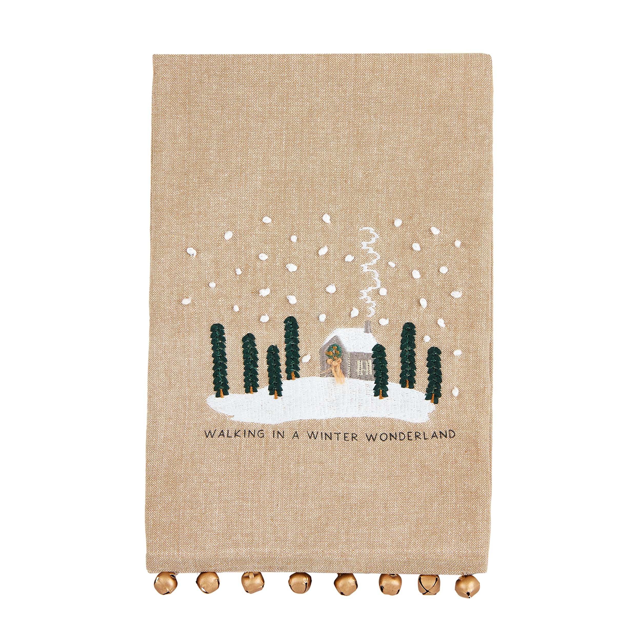 Mud Pie Embroidery Bell Christmas Towel, House, 21" x 14" | Amazon (US)