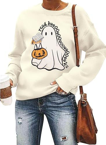 ASTANFY Halloween Sweatshirts for Women in My Spooky Era sweater Teacher shirts book Graphic Swea... | Amazon (US)