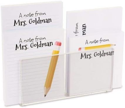 Current Yellow Pencil Teacher Personalized Notepad Set with Holder - Set of 4 Note Pads, Acrylic ... | Amazon (US)