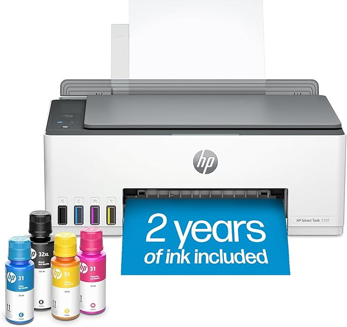 HP Smart Tank 5101 Wireless All-in-One Ink Tank Printer with 2 years of ink included,Print, scan,... | Amazon (US)