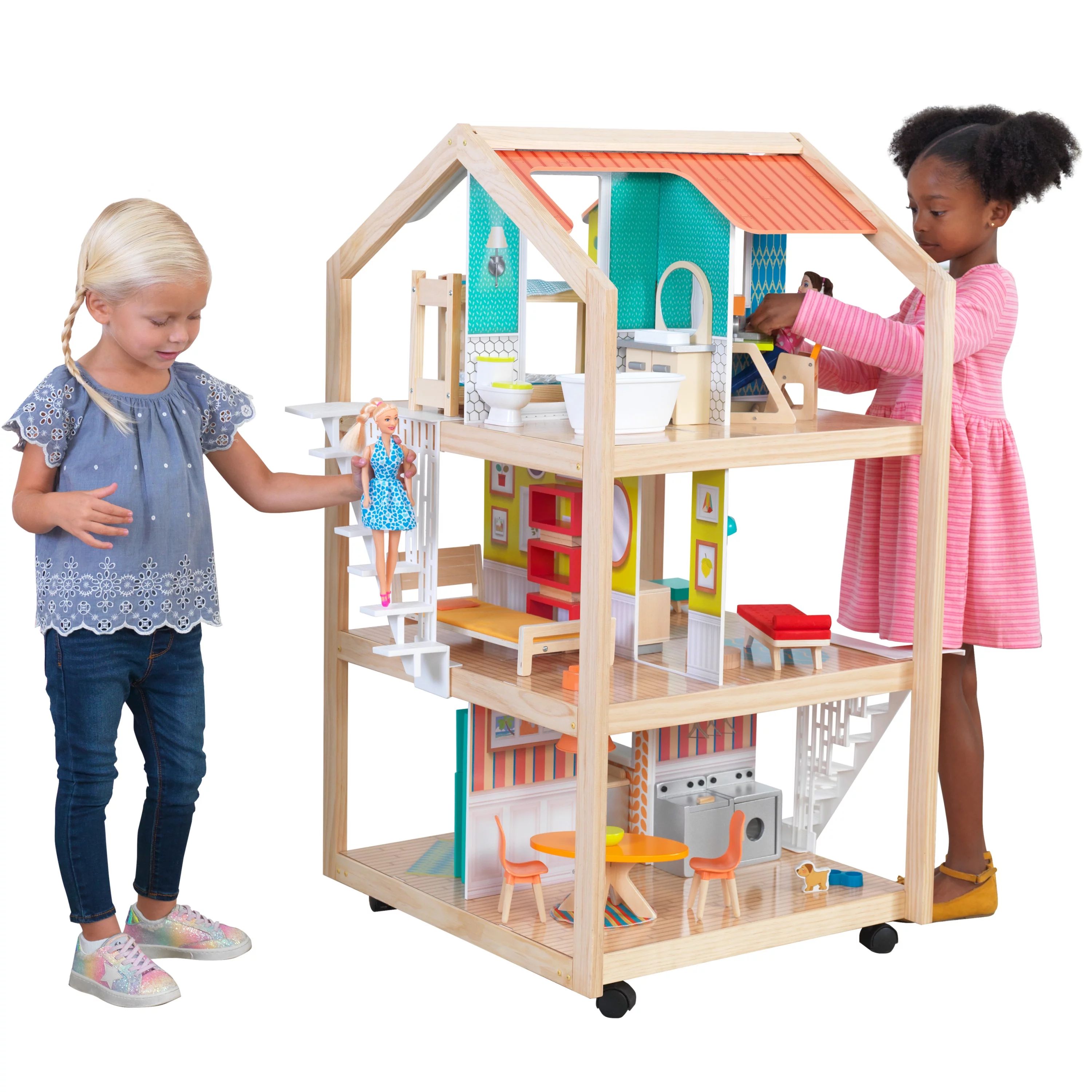 KidKraft So Stylish Mansion Wooden Dollhouse with 42 Accessories | Walmart (US)
