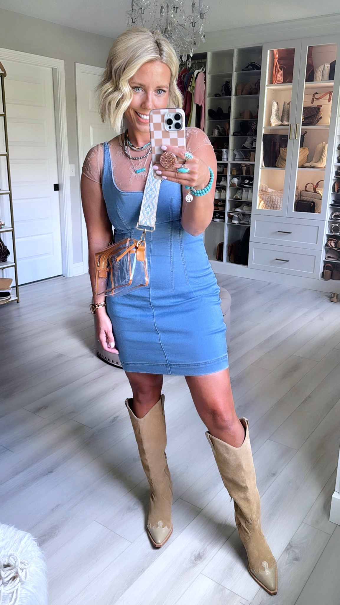 blue tie dye dress long sleeve Reba Dress- Denim-TKS Collab – Oh My Stars Apparel main image 0