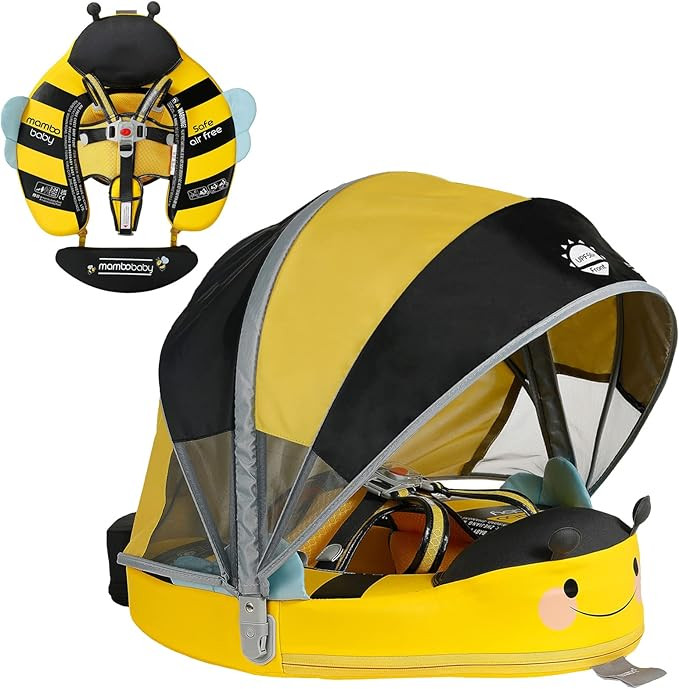 Newest Mambobaby Baby Swim Float with Canopy Non-Inflatable Infant Pool Swim Float Add Tail Solid... | Amazon (US)