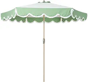 Tempera 9ft Scalloped Patio Umbrellas with Fringe, Market Umbrellas with Water-Resistant and Fade... | Amazon (US)
