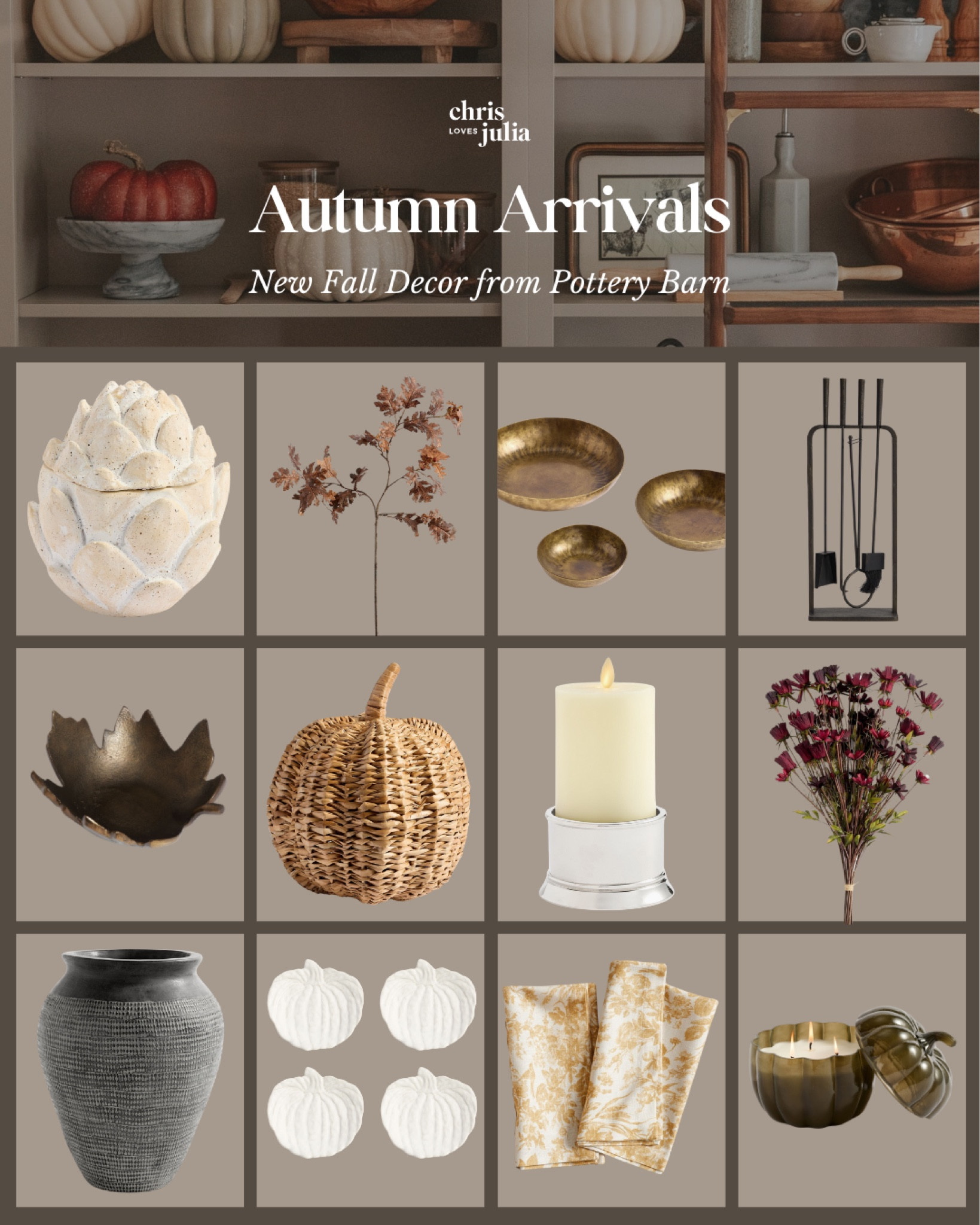 My home decor picks from Pottery Barn’s Fall collection 🍂 

Artichoke candle, faux oak leaves stem, brass nesting bowls, fireplace accessories, bronze leaf bowl, wicker pumpkin, faux cosmo stem, large vase, pumpkin plates, toile napkin, pumpkin candle

#LTKHome #LTKFallSale #LTKSeasonal
