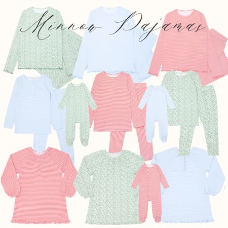Minnow Swim pima cotton pajamas in marsh floral, red stripe, and powder blue for women, babies, & kids 

#LTKfamily #LTKHoliday #LTKSeasonal