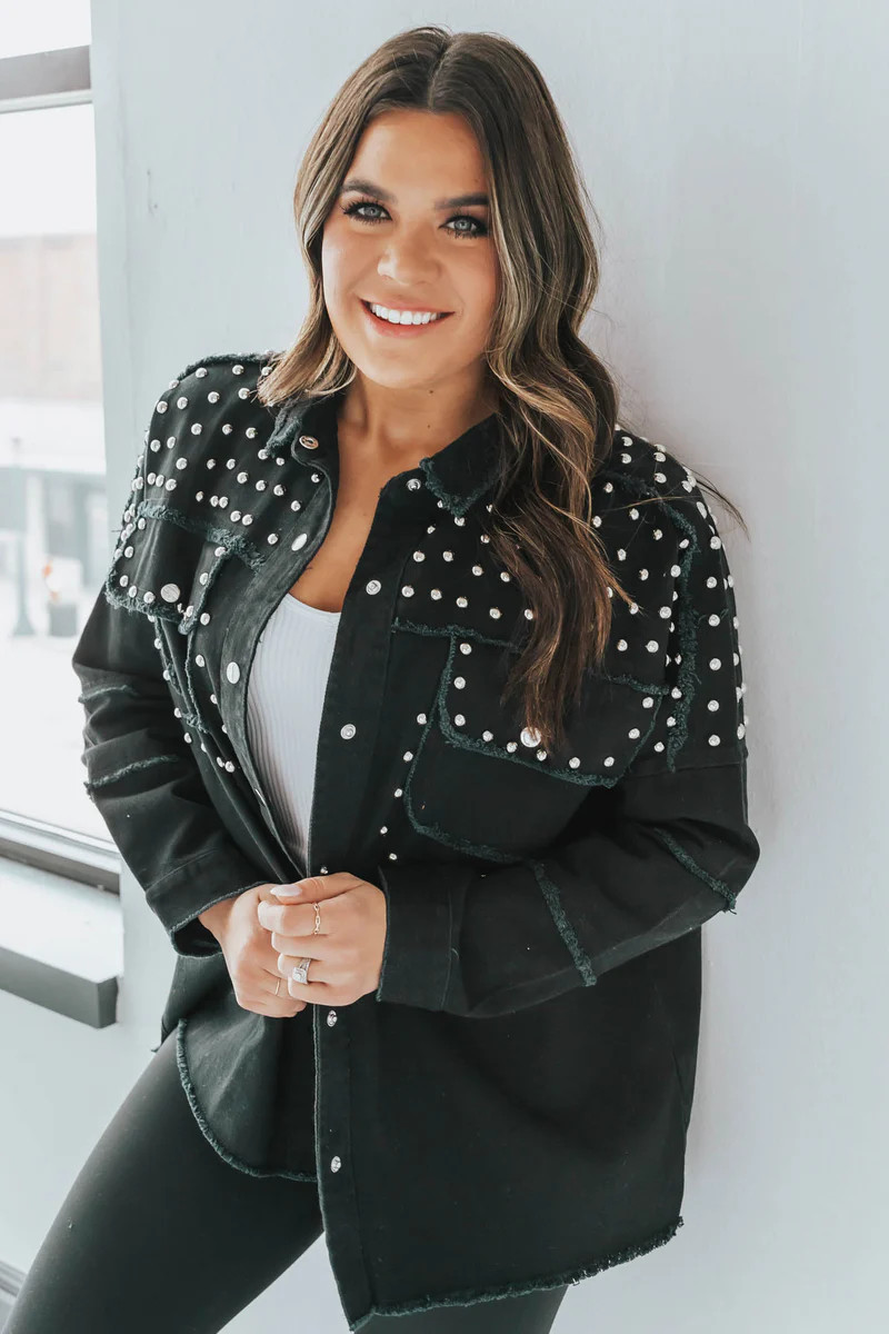Wild About You Black Snap Down Jacket | Apricot Lane Boutique