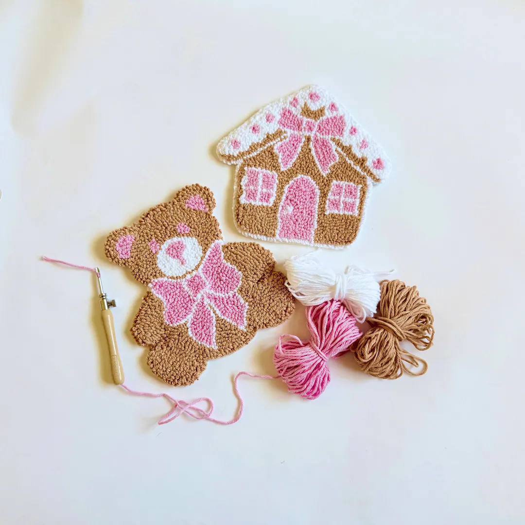 Christmas Mug Rug Punch Needle Coaster Kit, Handmade Christmas Holiday Craft Kit Set, Adult DIY C... | Etsy (US)