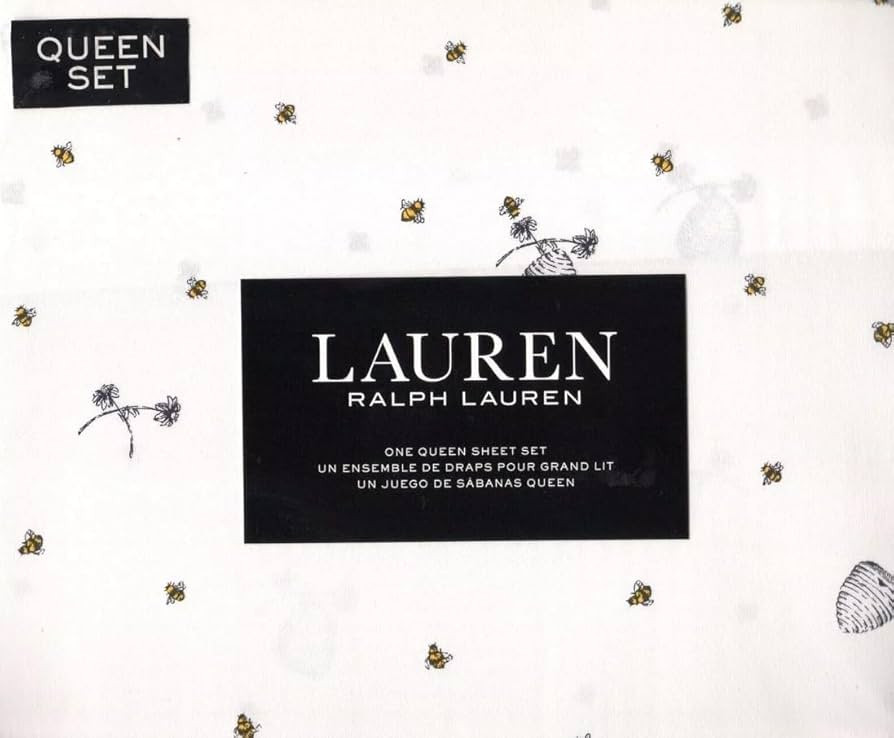 Lauren Ralph Lauren Bee Beehive Sheet Set Black Grey Yellow on White (Queen (U.S. Standard)) | Amazon (US)