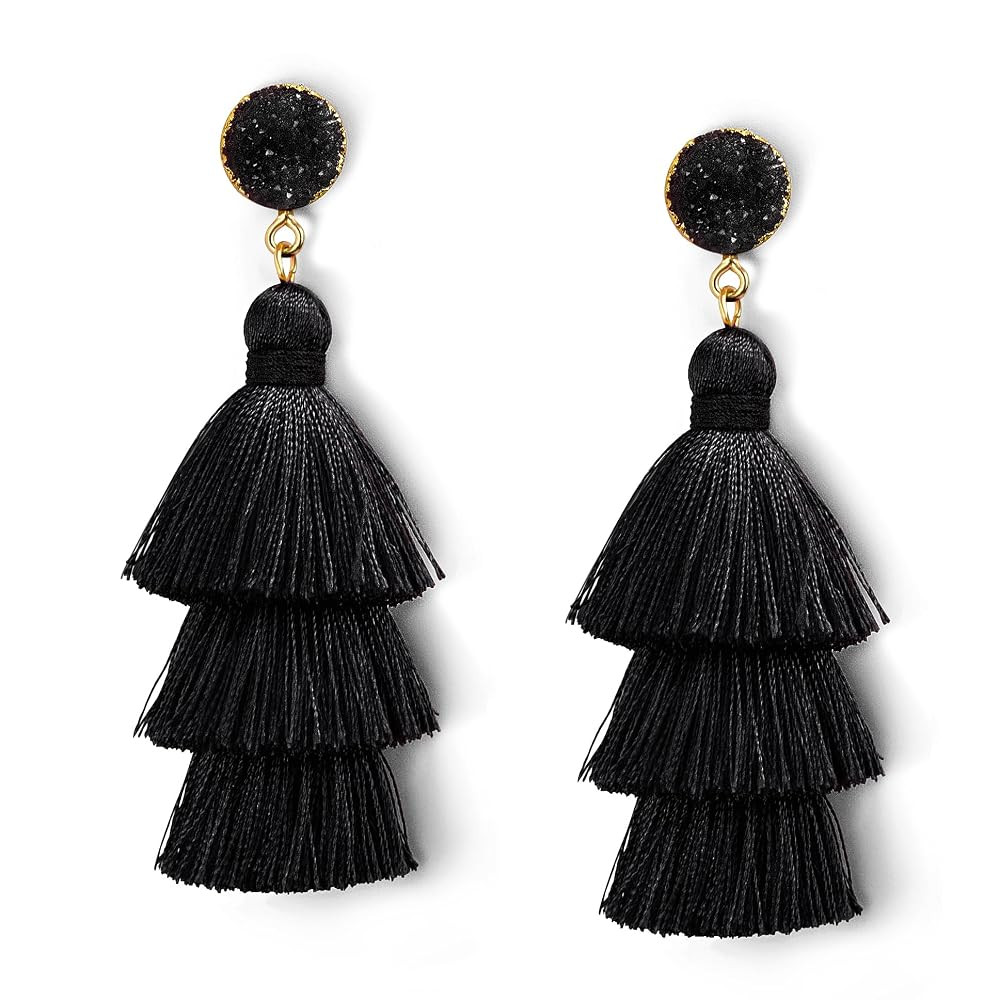 Me&Hz Colorful Layered Tassel Earrings Bohemian Statement Tiered Tassel Big Dangle Drop Earrings ... | Amazon (US)