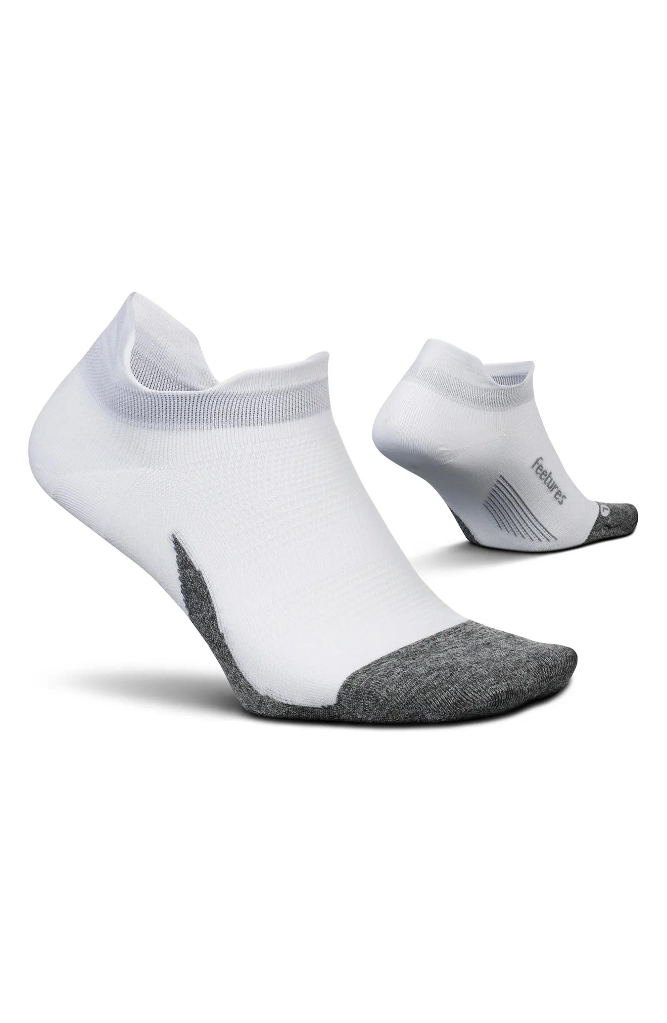 Feetures Elite Light Cushion No-Show Tab Socks, Size Medium in White at Nordstrom | Nordstrom