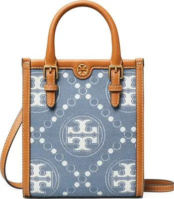 Tory Burch Mini T Monogram North/South Denim Tote | Nordstrom | Nordstrom