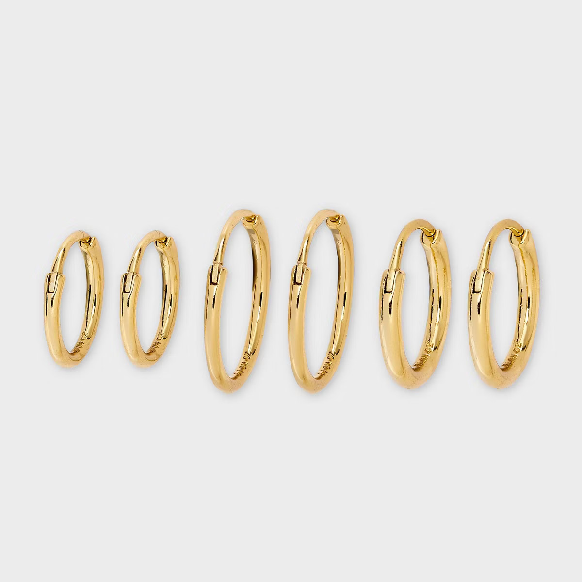 14K Gold Plated Hoop Earring Set 3pc - A New Day™ Gold | Target