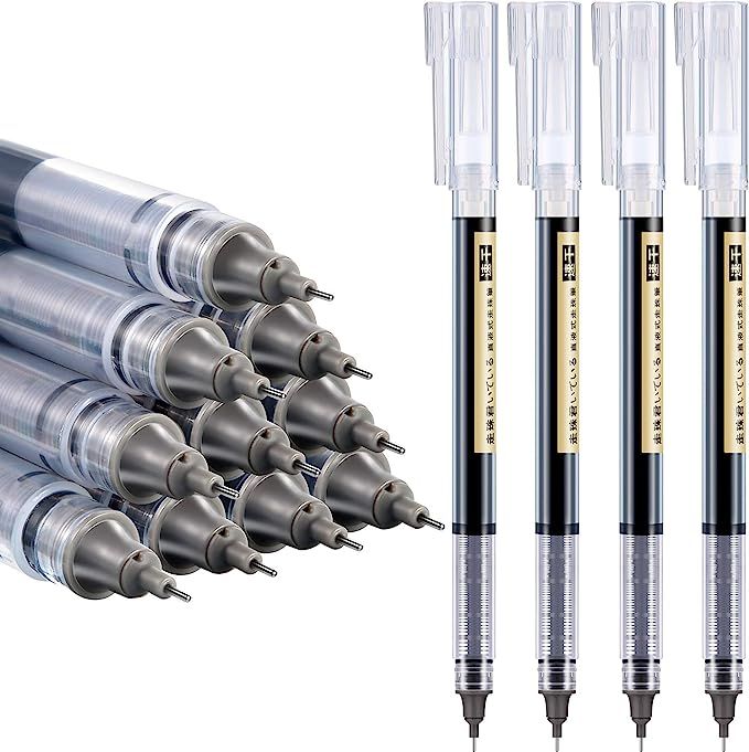 12 Pieces Rolling Ball Pens, Quick-Drying Ink 0.5 mm Extra Fine Point Pens Liquid Ink Pen Rollerb... | Amazon (US)