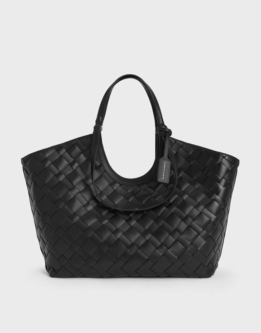 Charles & Keith Ivette woven tote bag in noir-Black | ASOS (Global)