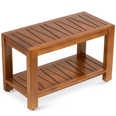 Teak Shower Bench With Shelf, 30” Wide, Shower Stool, Fully Assembled Bathroom Shower Seat, Water-resistant Spa Bath Bench For Shower, Bathroom & Ent | Wayfair North America