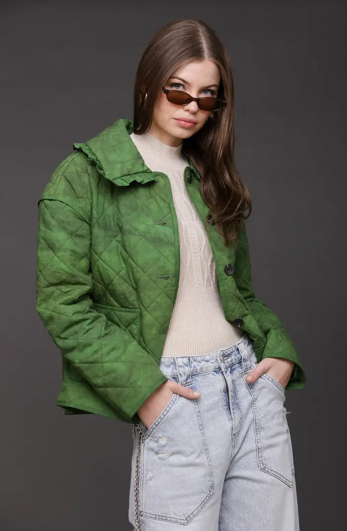 Ruffle Collar Quilted Jacket | Nordstrom