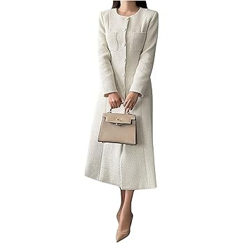 CHARTOU Women Tweed Dress Long Sleeve Single Breast Elegant Lady Long Tweed Blazer Dress | Amazon (US)