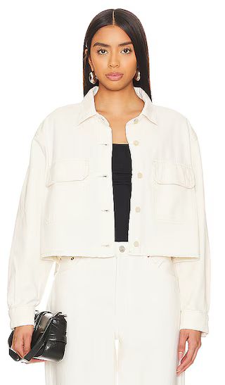 Cropped Oversized Button Down Shirt in First Egret | Revolve Clothing (Global)