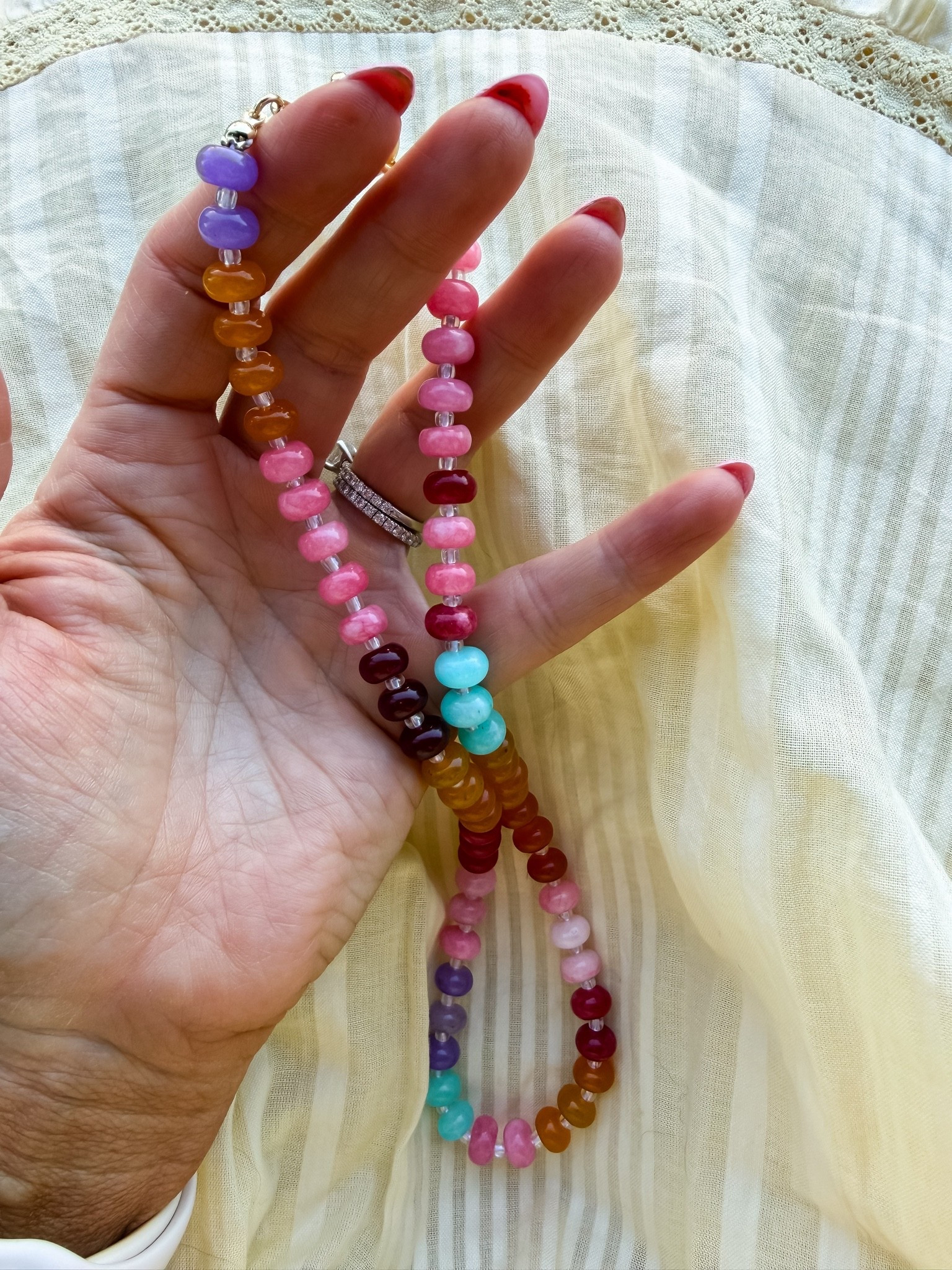Colorful beaded necklaces are so fun for summer. I love the size of this one and the colors are so pretty

#LTKSaleAlert #LTKootd #LTKOver40